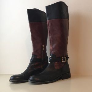 Vince Camuto Black and Brown Riding Boots